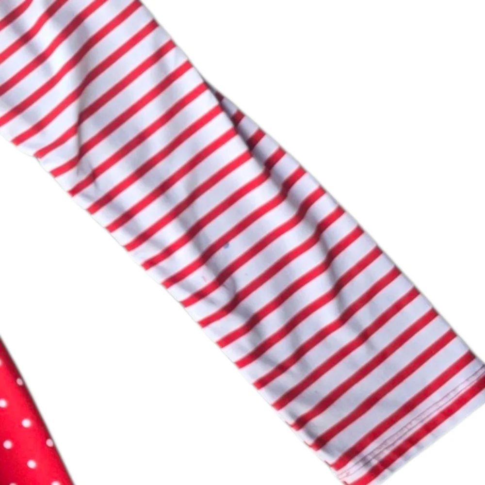 Penelope Plumm Festive Red Santa Checker Dress Ruffle Long Sleeves Size 12